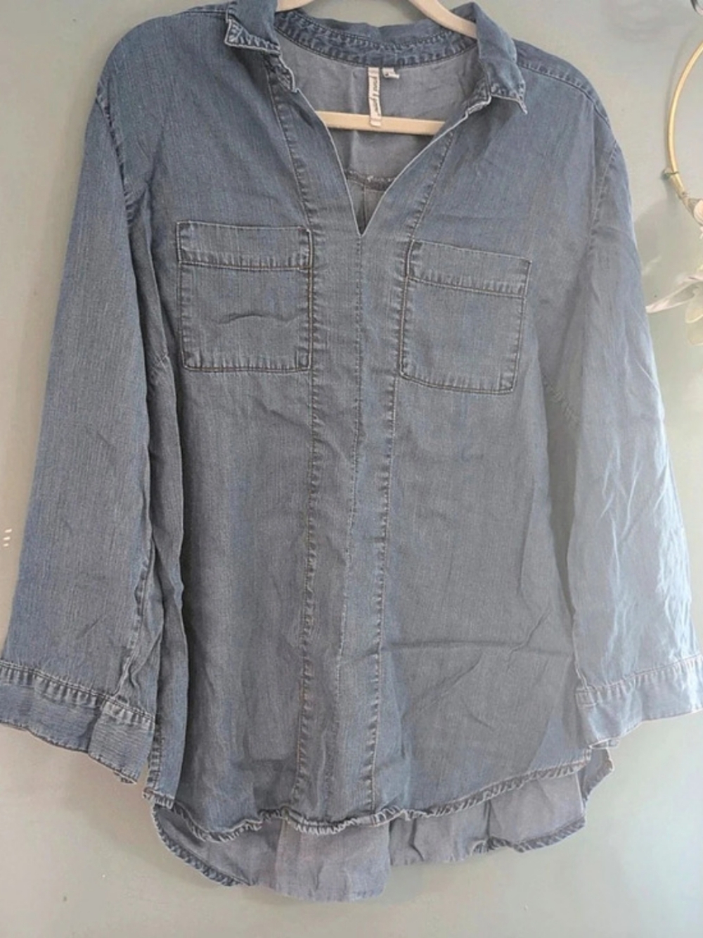 Grand & Greene Tencel Button Down Shirt Blue XL
